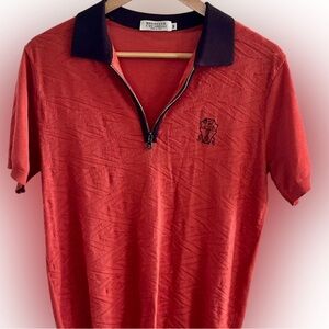 Brunello Cucinelli Red Polo Shirt with Black Collar